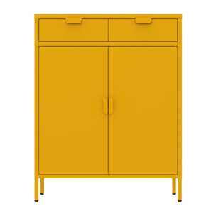 Credenza metallo 2 ante e 2 cassetti 80x38x110cm senape - Pop