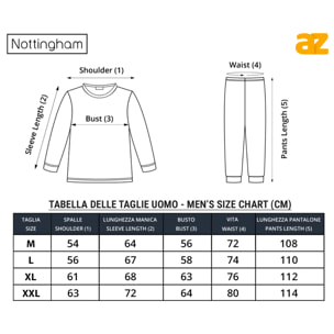 Pigiama Uomo lungo invernale in Cotone Interlock Nottingham, Art. FR44516 Grigio Medio Melange