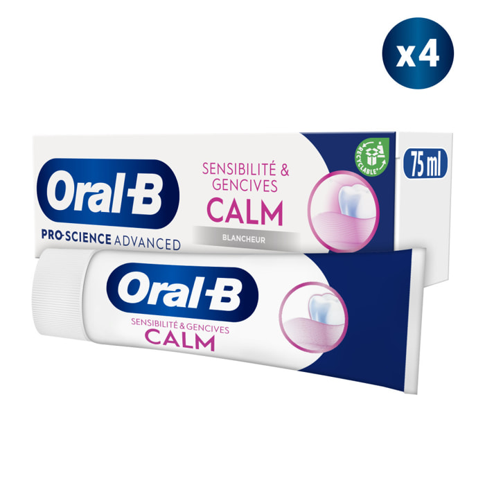 4 Dentifrices Oral-B Sensibilité et Gencives Calm Blancheur 75ml