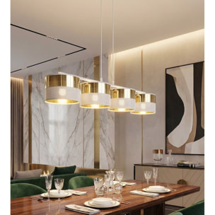 Lampada a sospensione Lux in acciaio bianco e oro