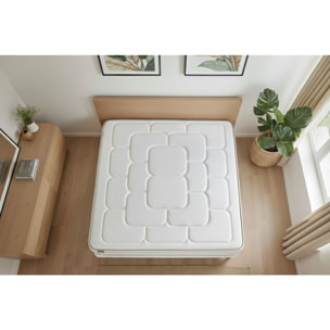 Ensemble Matelas Le Douillet - 26cm - Mémoire de forme - Matériaux éco-responsable - Sommier kit Blanc