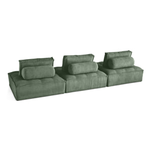 Marisol - canapé modulable droit 3 places - velours texturé - Vert