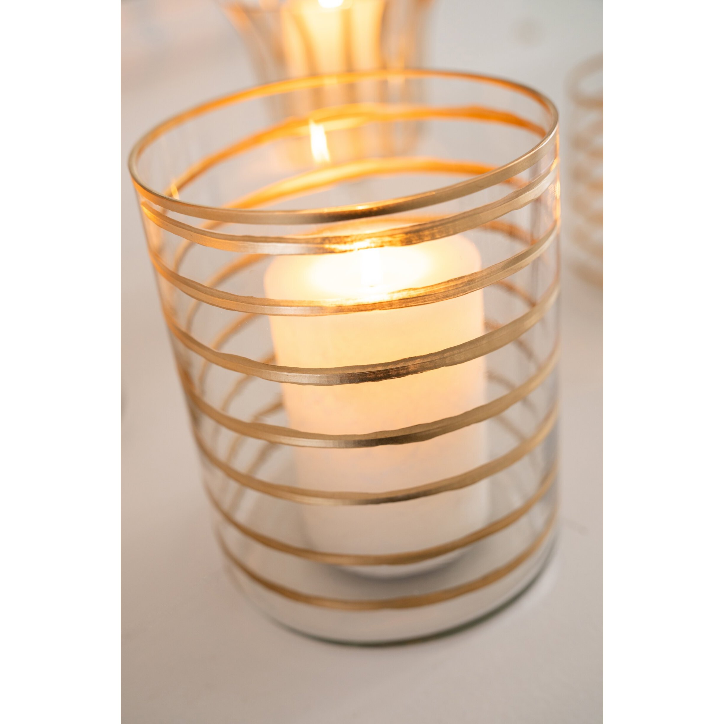 J-Line Chandelier - verre doré/transparent - large