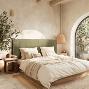 ARTHUR - Tête de lit rembourrée pour lits 160/180cm velours côtelé vert