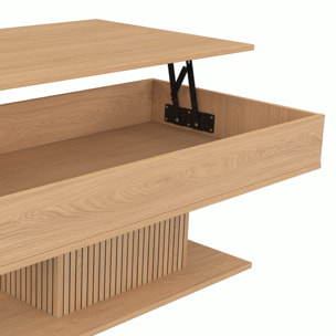 Table basse Tania relevable bois pieds lattes