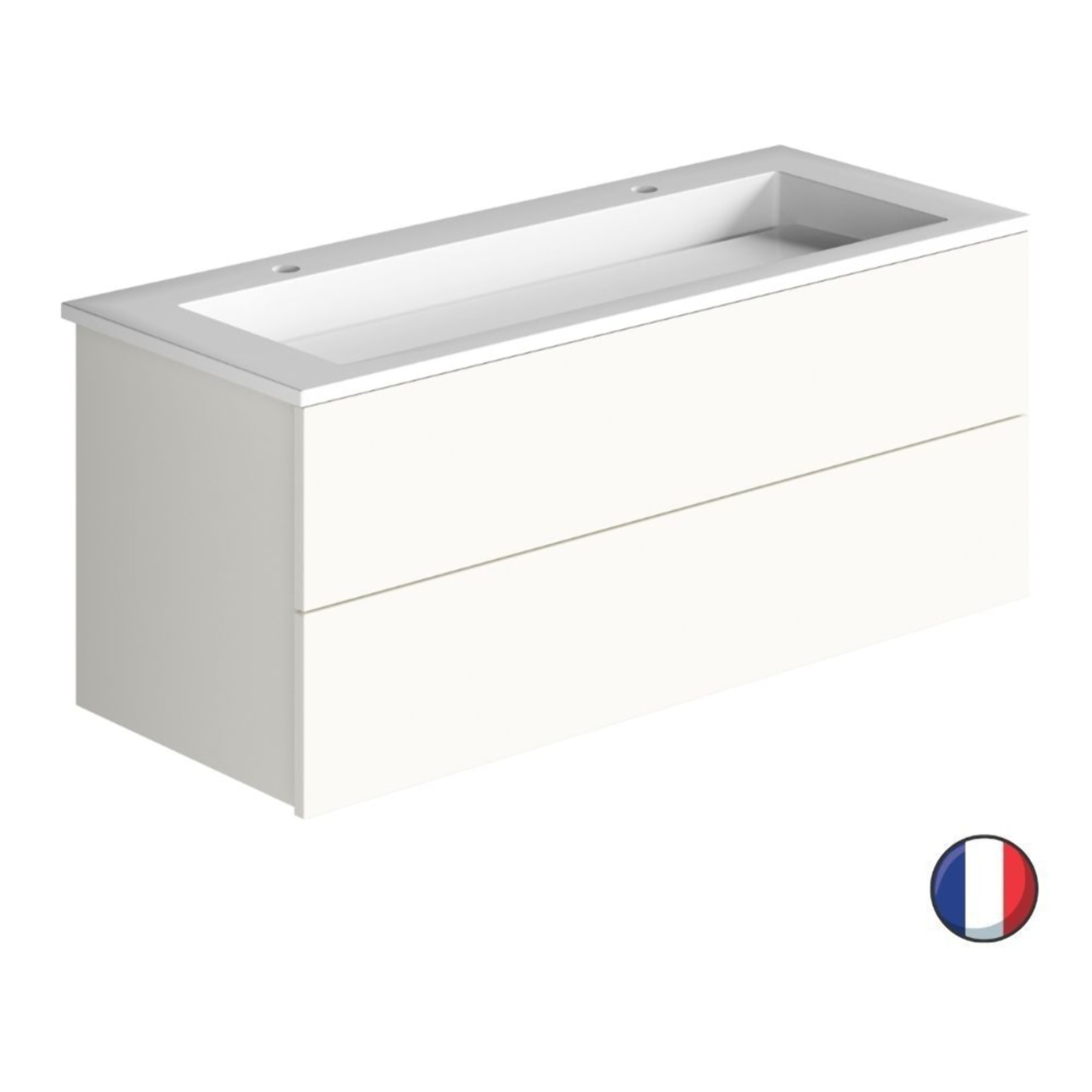 Meuble double vasque 120 cm BURGBAD Cosmo blanc mat