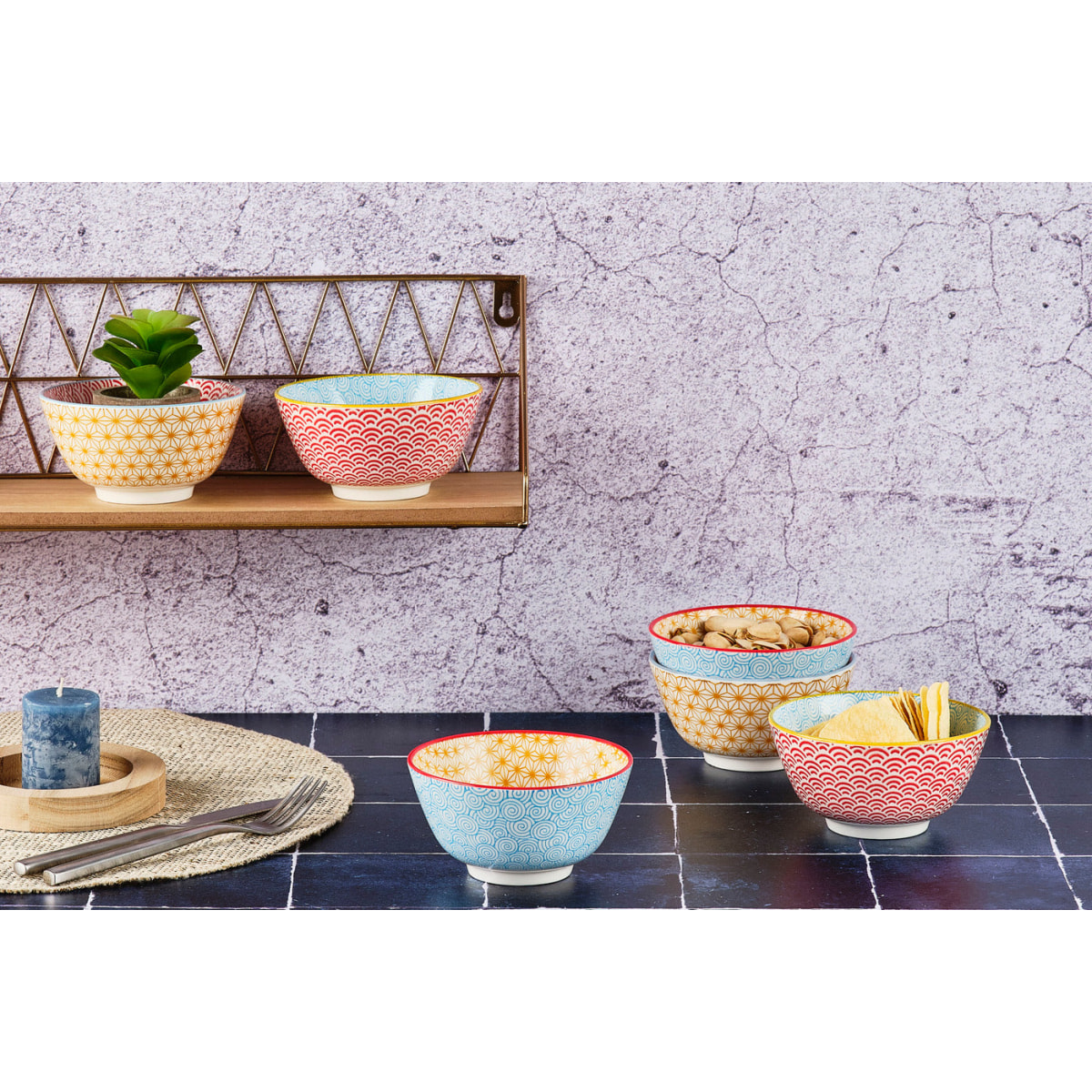 Bol PATTERN Ø12cm - 6 pièces - Color