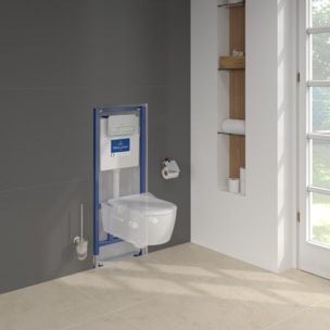 Pack WC suspendu sans bride Avento + Bâti support ViConnect Pro + abattant frein de chute + plaque chromée mat  + Tabouret blanc