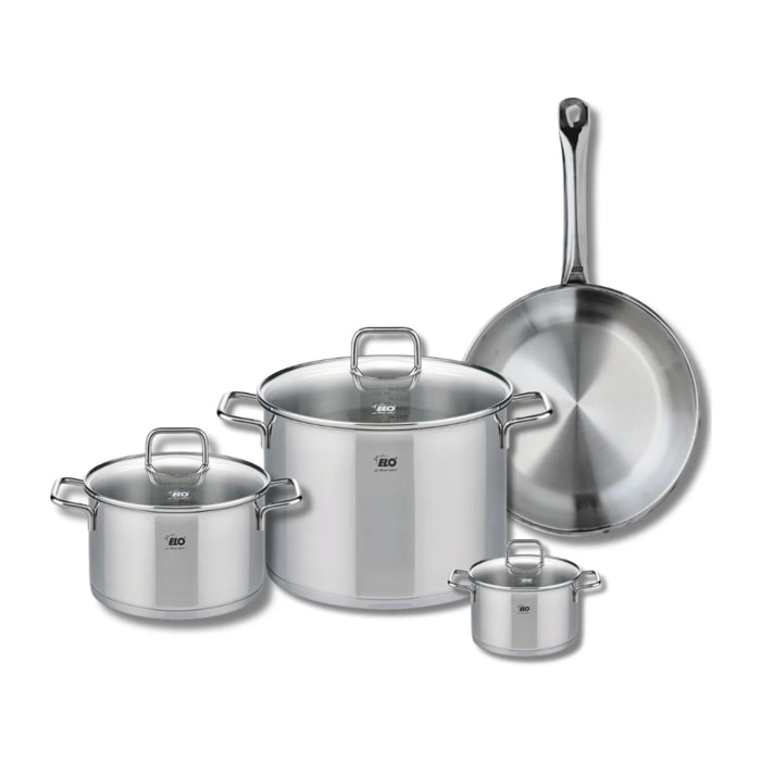 Ensemble de 1 Poêle de cuisson 28 cm et 3 faitouts 12, 20 et 26 cm Elo Profi Citrin