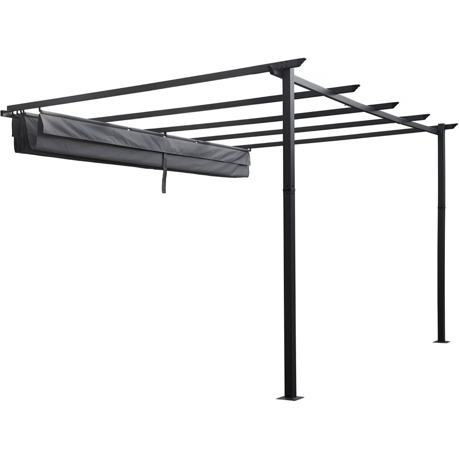 Pergola adossée en aluminium avec toit rétractable-  3 x 4 m -  Gris