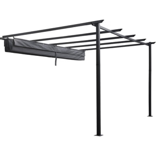 Pergola adossée en aluminium avec toit rétractable-  3 x 4 m -  Gris