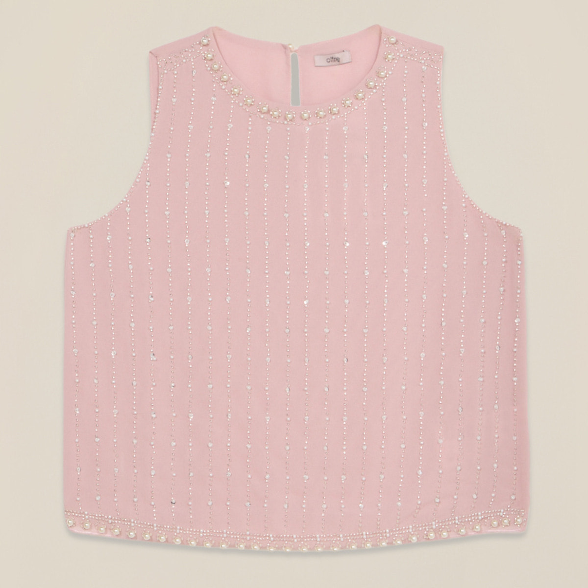 Oltre - Top de georgette con cuentas y cristales - Rosa