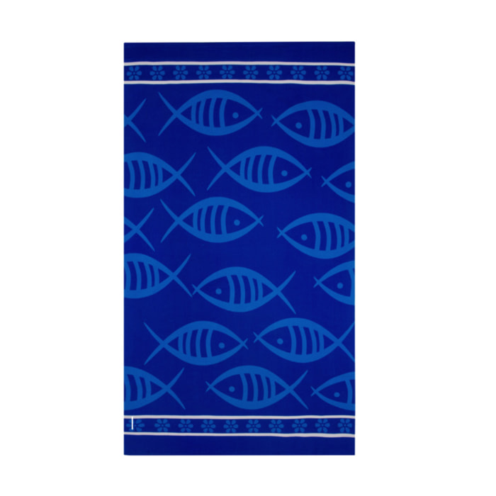Telo Mare Grande 100x180 Spugna Maui Fish Blu D9