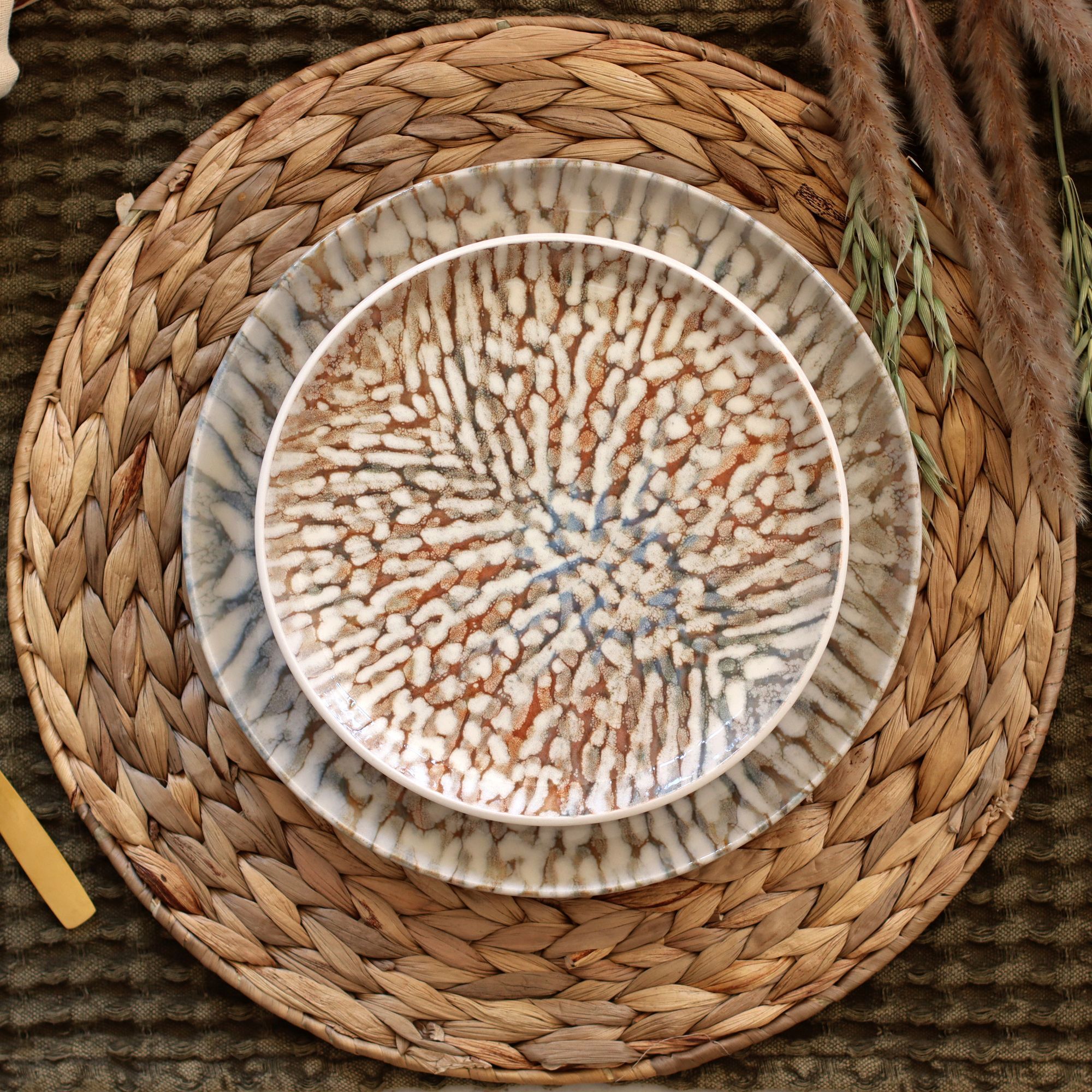 Lot de 6 assiettes à dessert en grès 20cm  AMBRE