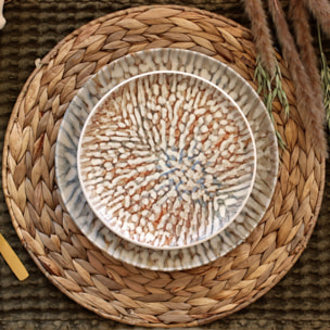 Lot de 6 assiettes à dessert en grès 20cm  AMBRE