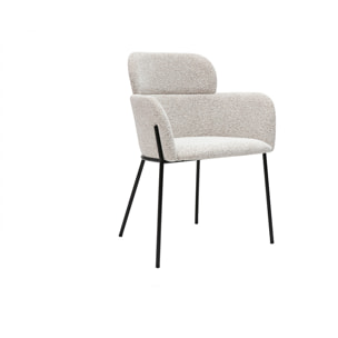 Chaise design en tissu velours chenille beige et métal noir TULUM