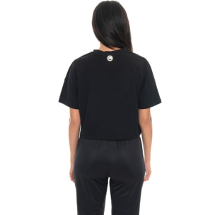 T-shirt donna crop a manica corta, tessuto elasticizzato Leone 1947 Gold Studs