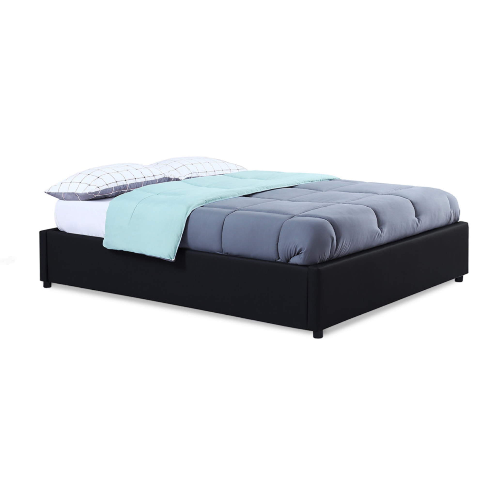 Lit coffre Otto en similicuir noir avec sommier 140x190cm