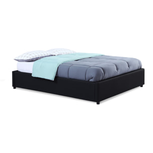 Lit coffre Otto en similicuir noir avec sommier 140x190cm