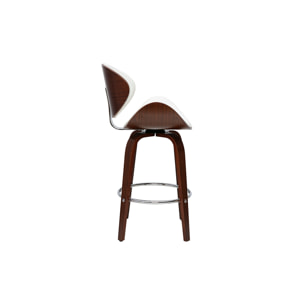 Tabouret de bar pivotant blanc et bois foncé 65 cm WALNUT