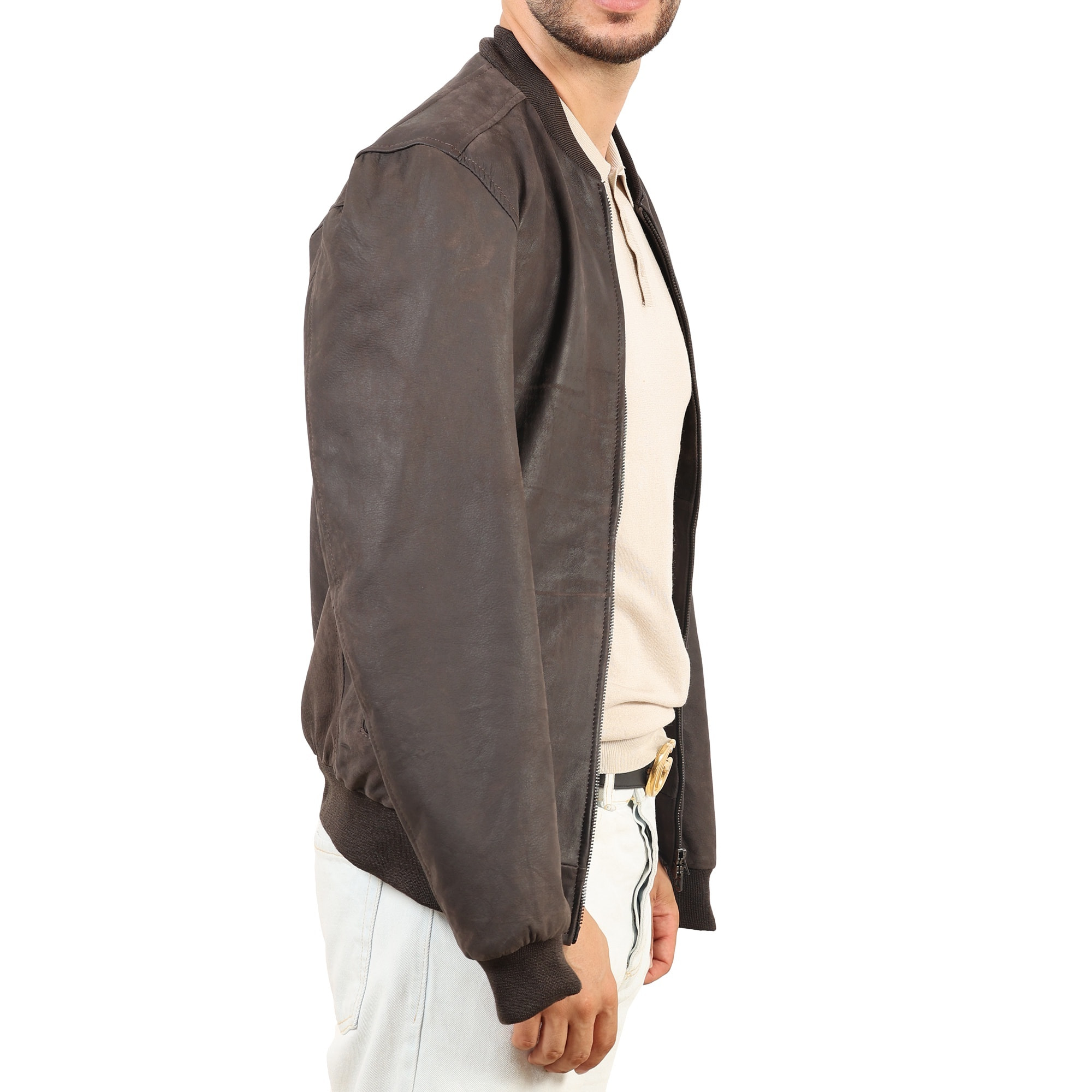 Giubbino in vera pelle di vitello rifinizione dakota Testa di Moro-Slim Fit