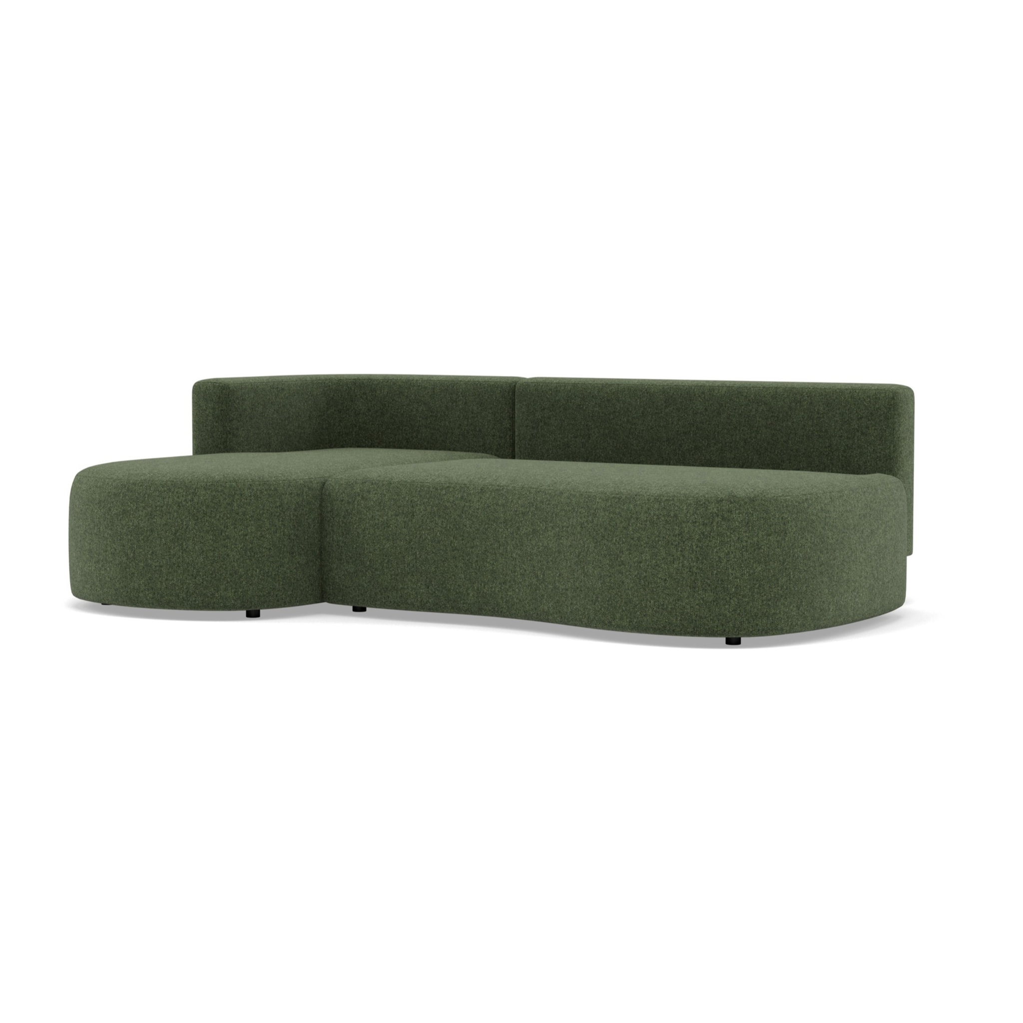 Mahina - canapé d'angle gauche 4 places convertible avec coffre en tissu texturé - Vert