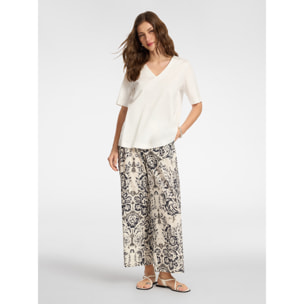 Elena Mirò - T-shirt in cotone scollo a V - Bianco