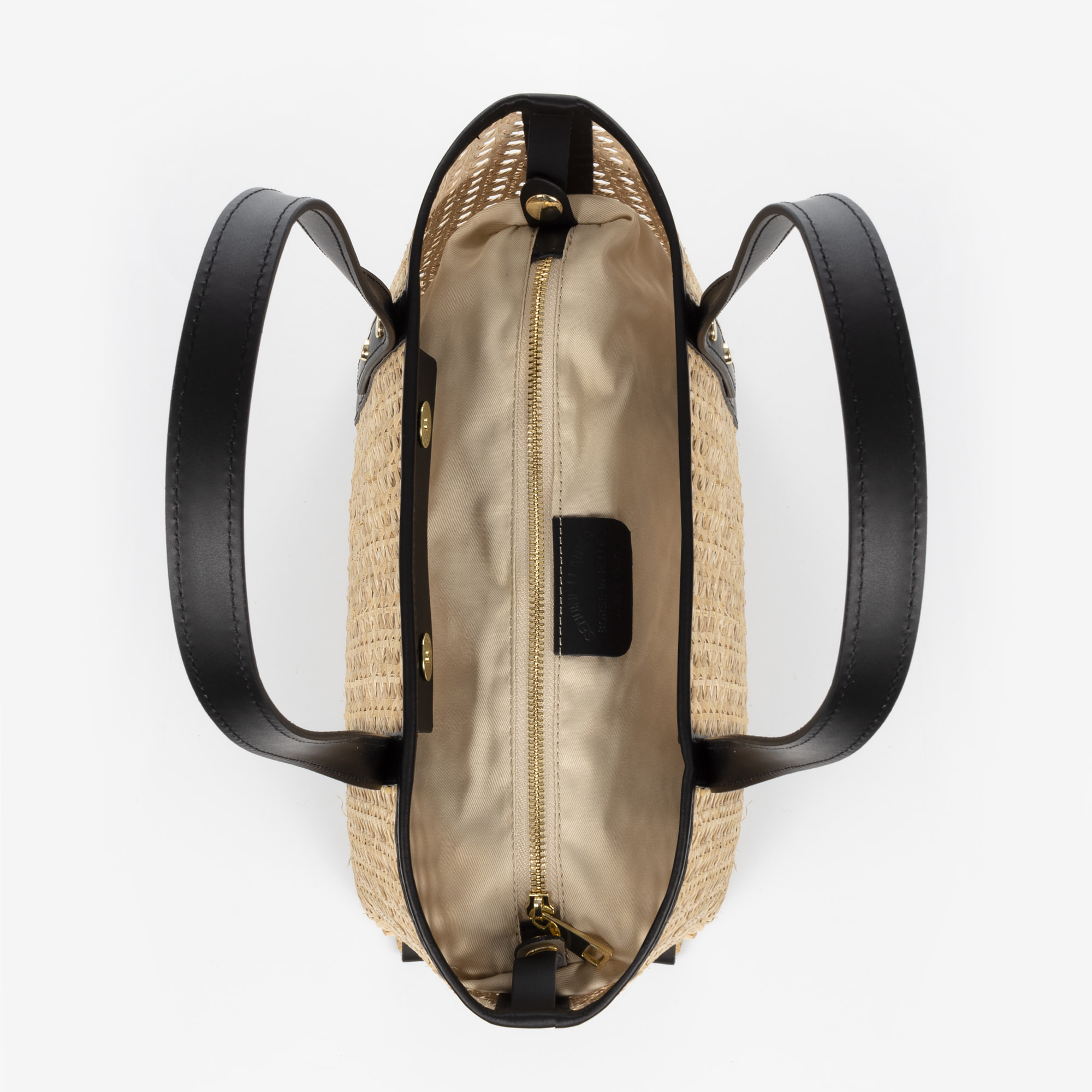 Apulia borsa tote donna. Pelle autentica combinata con canapa