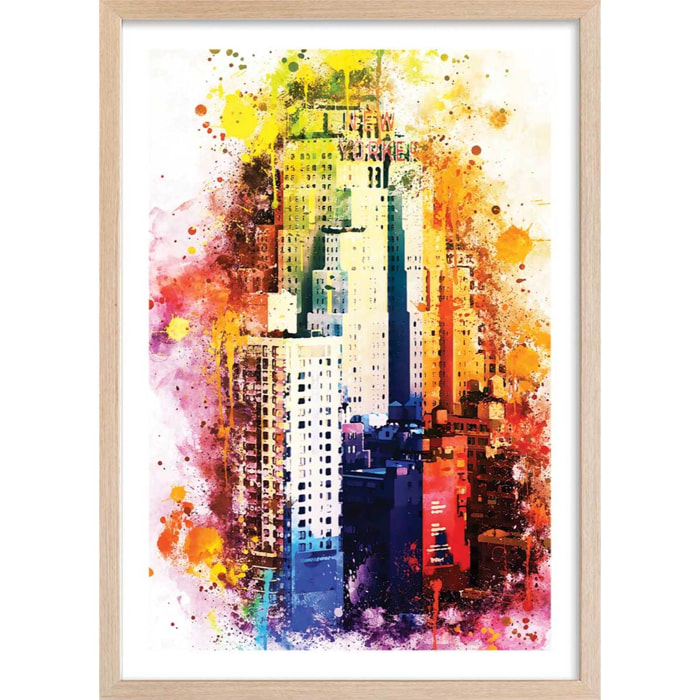 Poster the new yorker flash vision Affiche + cadre en bois - Chêne