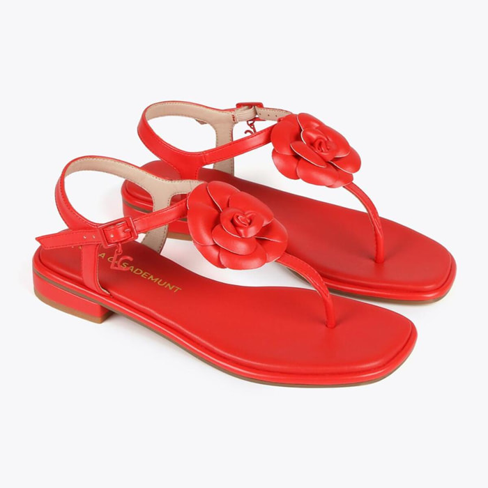 Sandali con fascetta infradito e fiore