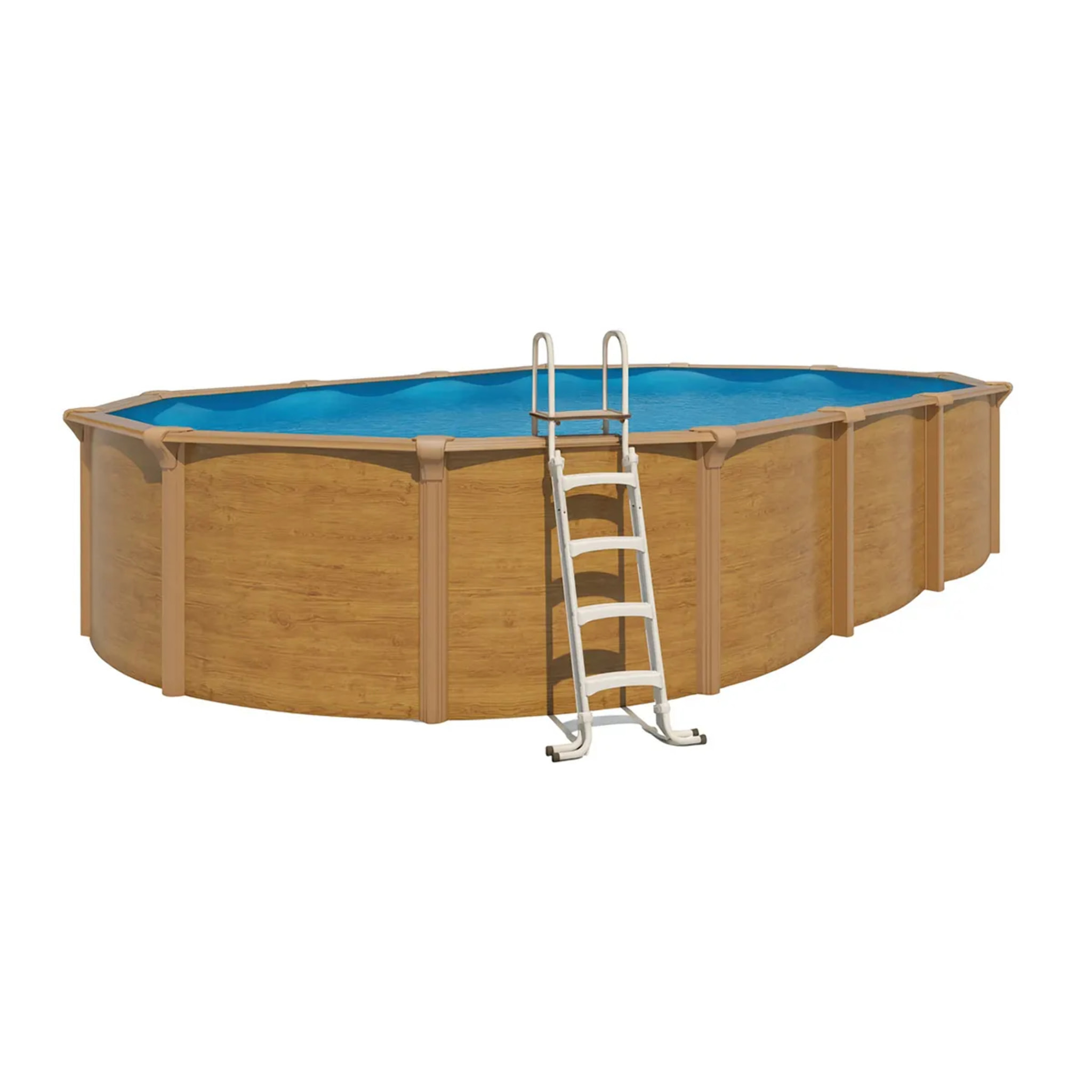 Piscine hors sol acier ovale 7,60 x 4,55 x 1,32 m aspect bois OSMOSE