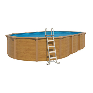 Piscine hors sol acier ovale 7,60 x 4,55 x 1,32 m aspect bois OSMOSE