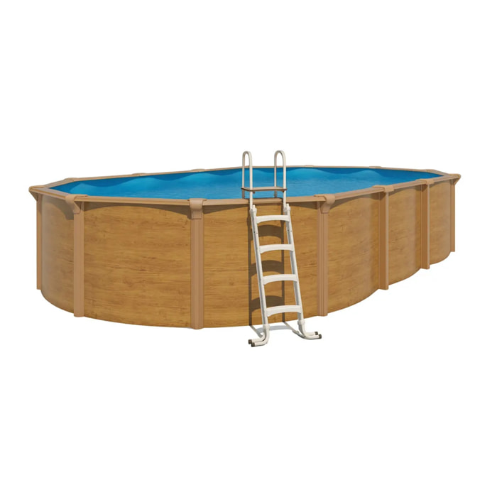 Piscine hors sol acier ovale 7,60 x 4,55 x 1,32 m aspect bois OSMOSE