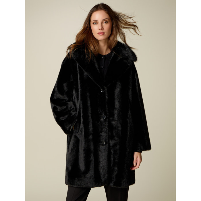Oltre - Cappotto in tessuto peluche - Nero