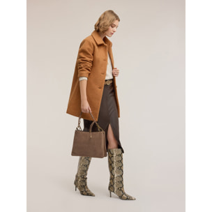 Motivi - Gonna tubino in tessuto spalmato - Marrone