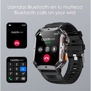 Smartwatch MT62 con corona multifunzione intelligente, assistente vocale, misurazione dell'O2 e oltre 100 modalità sportive.