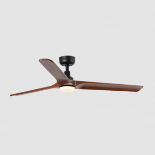 HEYWOOD L LED Ventilatore a soffitto nero/legno scuro
