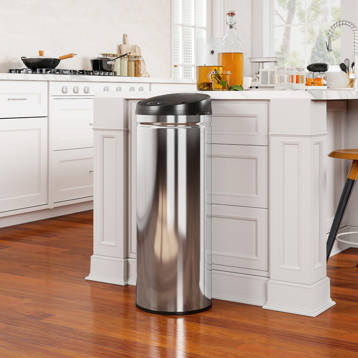 Poubelle automatique 50L capteur de mouvement acier inox brossé