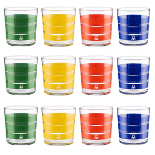 Set cristalería 12 piezas de vasos de vidrio decorados, benetton