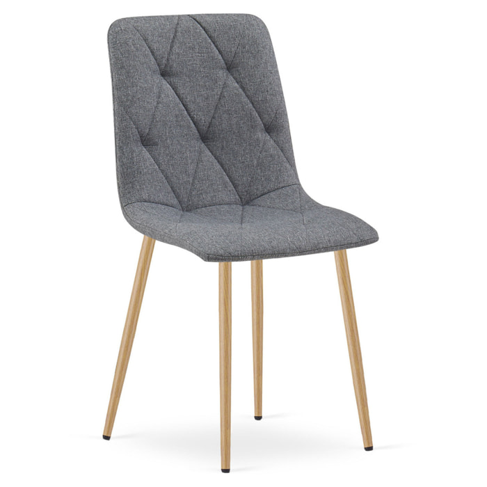 Sedia Imbottita Libra Grigio Scuro con Gambe Effetto Rovere