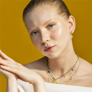 Collar con Cristal Azul Oscuro acabado oro 18k