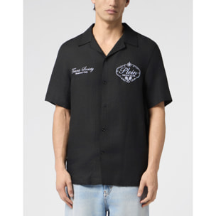 PHILIPP PLEIN Linen Bowling Shirt Tennis Club