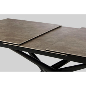 Tavolo SEYFERT in ceramica marrone e gambe in acciaio nero, allungabile 160 x 90 cm – 220 x 90 cm