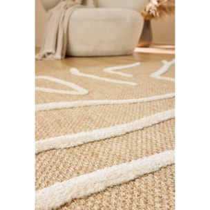 PALMA - Tapis aspect jute à motif en relief - Blanc