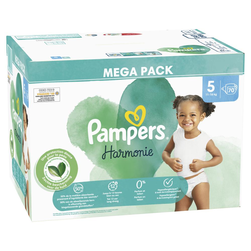 70 Couches Harmonie Taille 5, 11kg - 16kg, Pampers