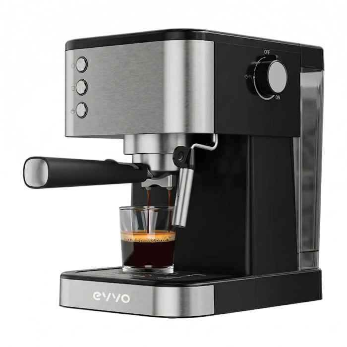 EVVO Cafetera Express Intensa 10. cuerpo de acero. 20 bares de presion. Espressos y Capuccinos. 1350W. portafiltros. Depósito de 1.5 l