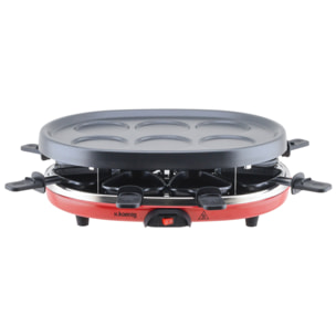 Raclette 8 Personas 4 en 1, Grill, Crepera, Plancha Con Piedra Natural, 900 W.