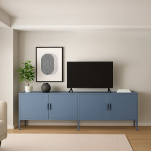 Mobile tv basso in metallo 4 ante 162x40x57 cm blu - Pop