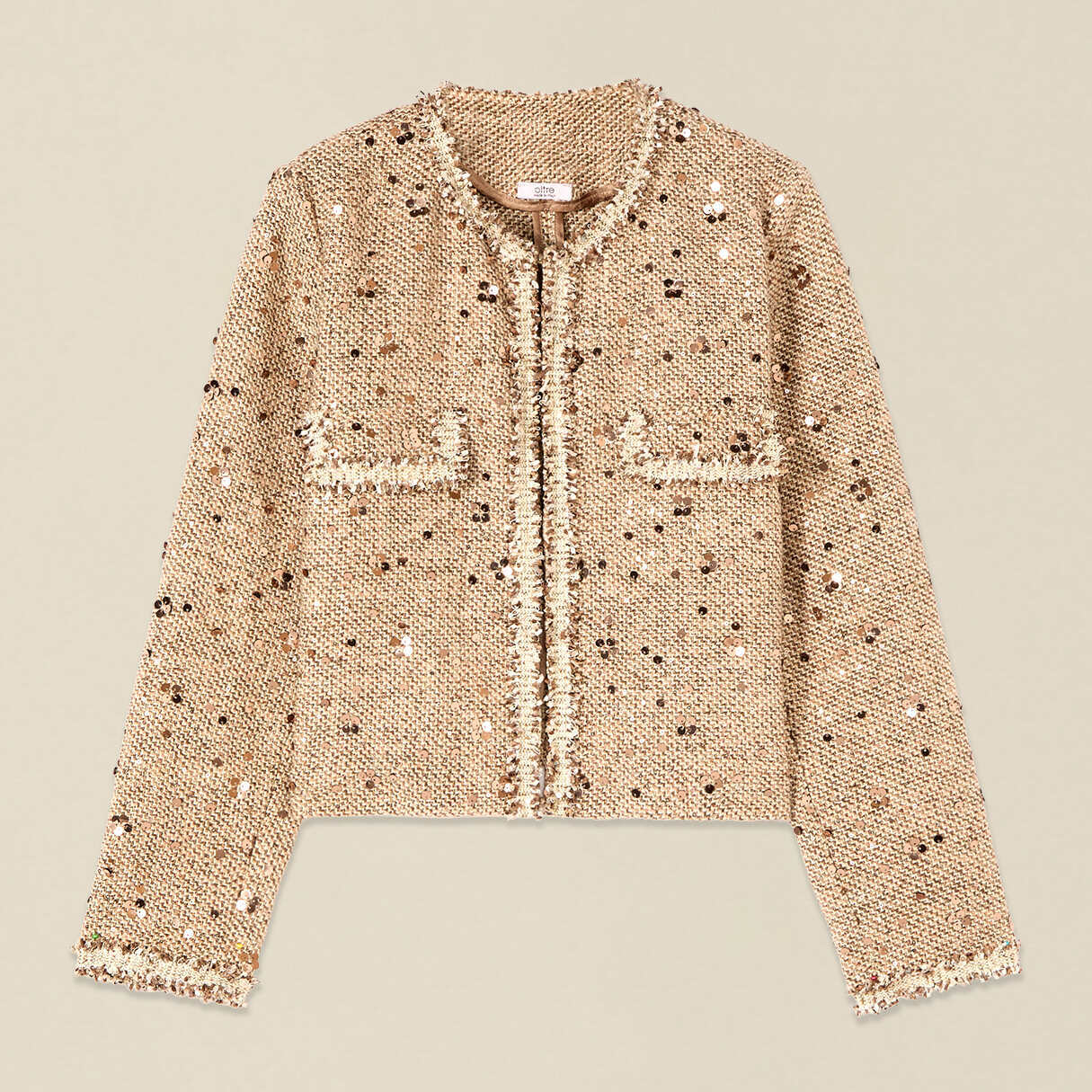 Oltre - Giacca a stuoia con paillettes - Beige