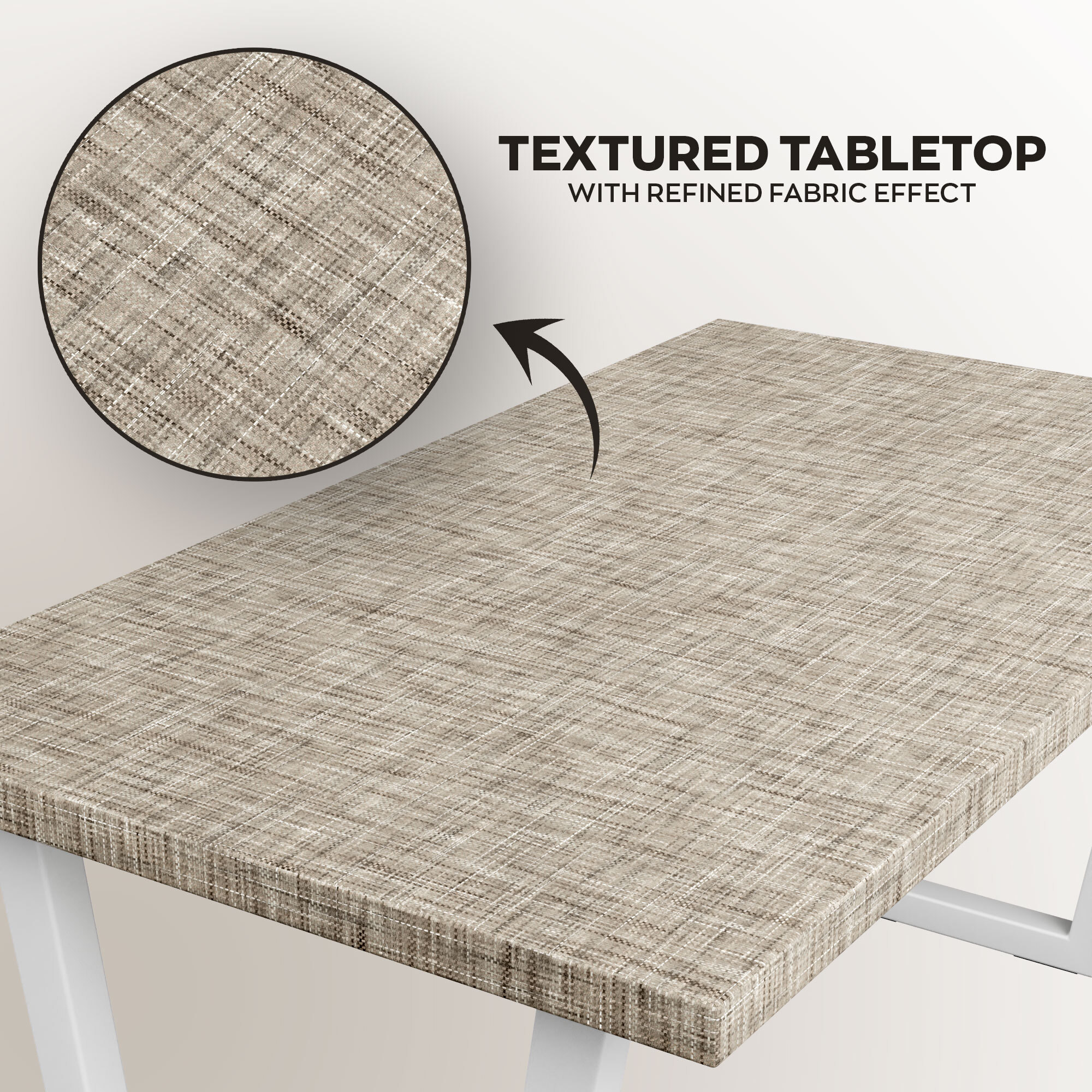 Tavolo da pranzo in legno e metallo con piedi trapezoid bianchi 220x100 cm Grigio Testurizzato